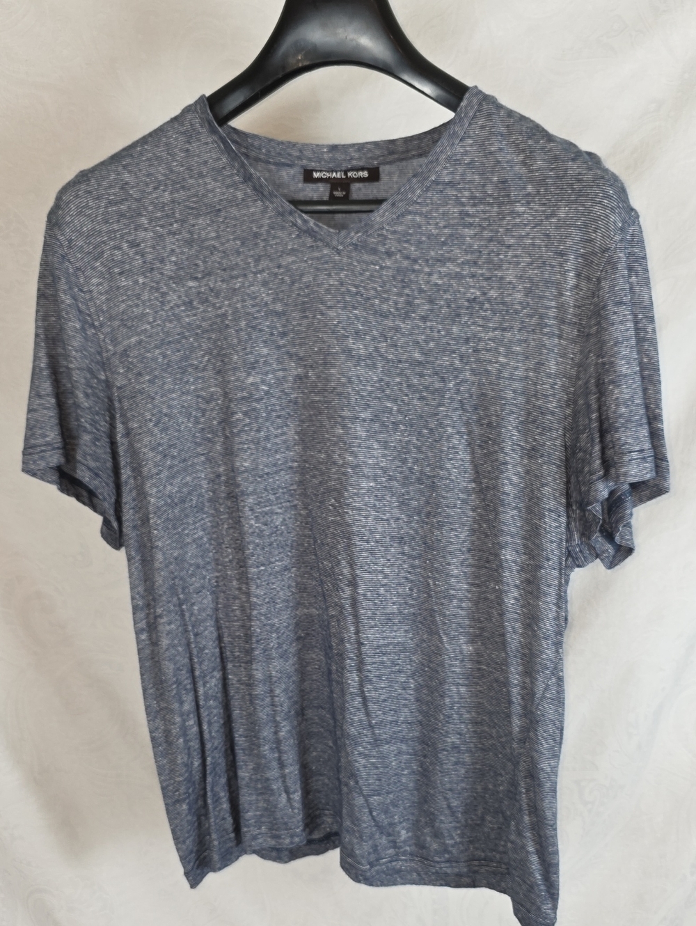 Michael Kors L Men’s Heathered Navy Gray Short Sleeve Tee